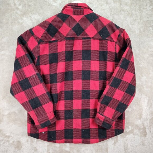 Dickies Jacket  Buffalo Plaid Button Men's Size L Red Flannel Long Sleeve - Picture 9 of 10